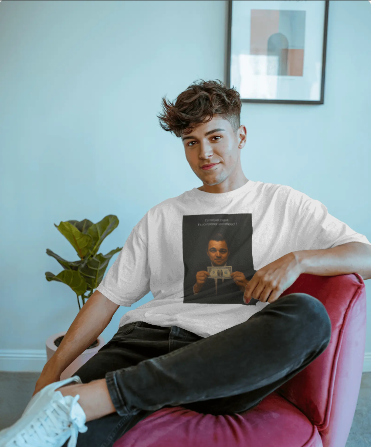 Money Is Power Oversized T-Shirt for Men & Women | 240 GSM Heavyweight 100% Cotton | Bold Graphic Tee | Unisex Drop-Shoulder Streetwear Fit