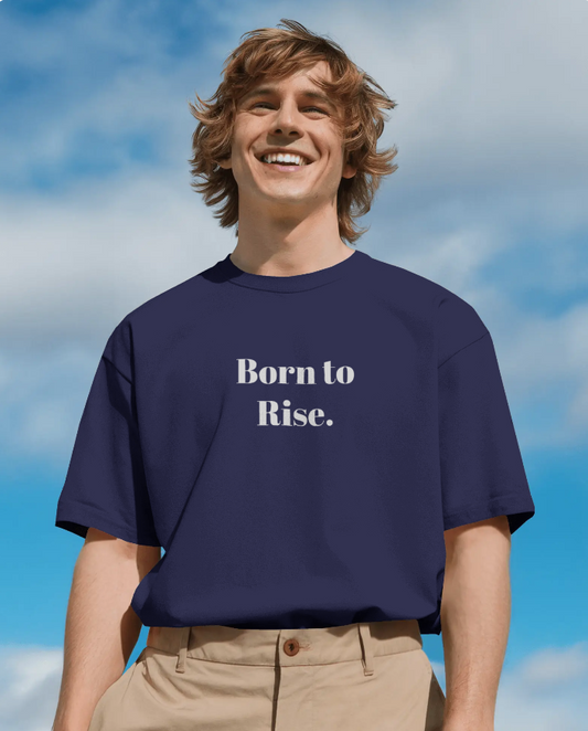 Oversized Unisex T-Shirt | “Born To Rise” Flying Birds Print | 240 GSM Heavyweight 100% Cotton | Streetwear Oversized Fit | Premium Breathable Tee