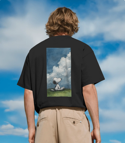 Oversized Unisex Terry T-Shirt | Snoopy Character Print | 260 GSM Terry-Knit Premium Fabric | Drop-Shoulder Relaxed Fit | Soft Cotton-Poly Blend Tee